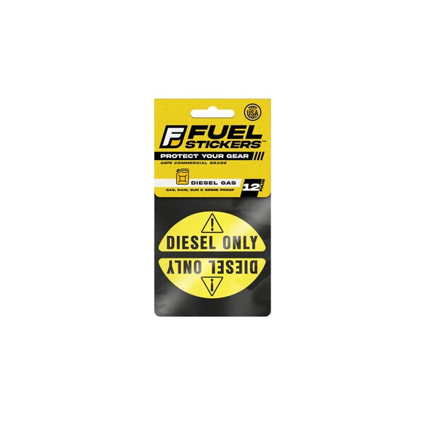 Diesel Label  for Fuel Cap:  Fleet Trucks, Box Truck, Van: Hvy-Dty, Ultra-Durable, 12PK